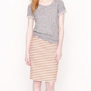 SOLD - J.Crew "No. 2 Pencil" Skirt in Orange/Red & White Stripe